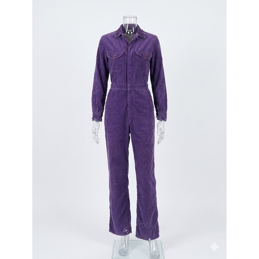 Arpeja Organically Grown Jumpsuit Women 11 Purple Good Vintage Corduroy Boiler
